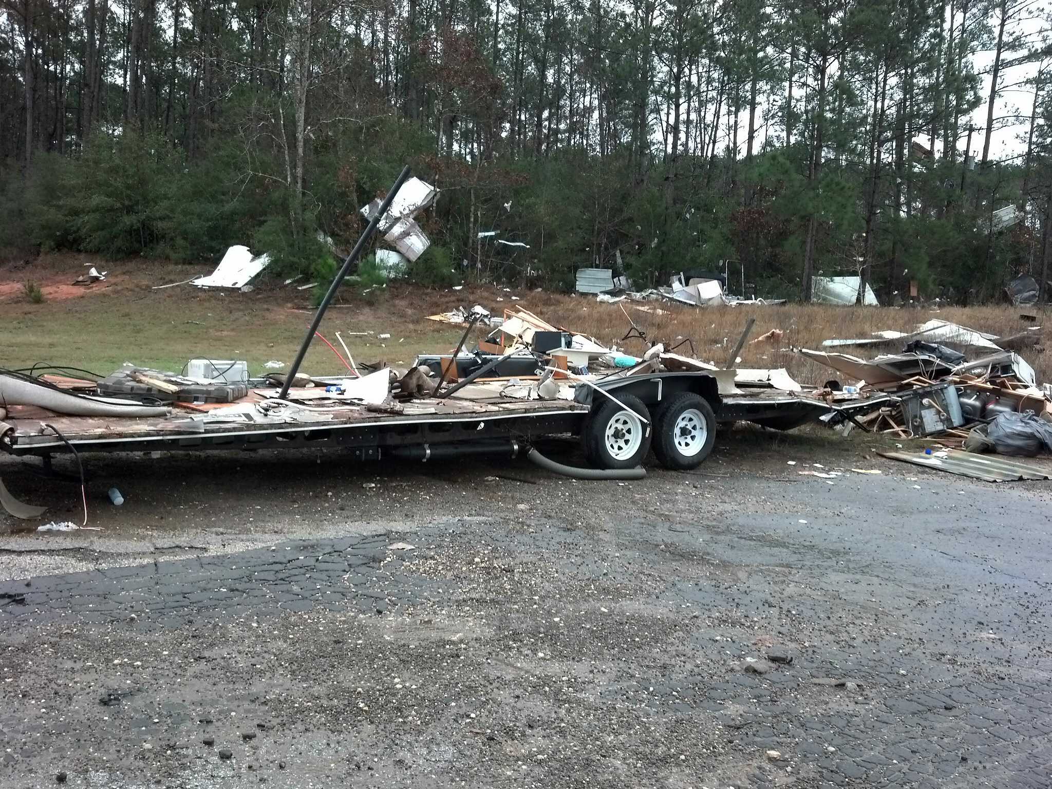 Livingston Tornado damage photo from NWS storm survey team