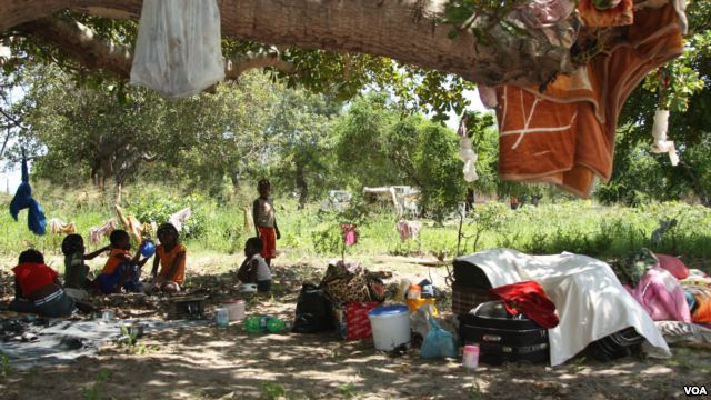 Children are seen at a camp outside Chokwe, Mozambique, January 24, 2013. (VOA/J.Jackson)