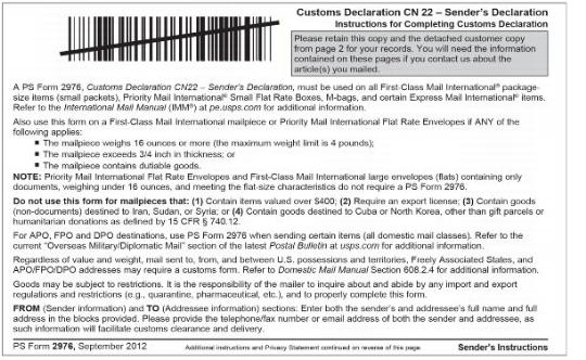 PS Form 2976 Instructios (front)