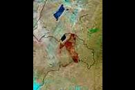 Burn scar in eastern Mongolia (false color)