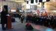 Armenian President Serzh Sarkisian (left) addresses an election campaign rally in Ararat on February 4. The election is widely seen as Sarkisian