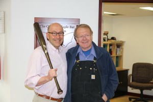 Ambassador Jacobson shows off his new Sam Bat.