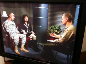 Brig. Gen. Gary Cheek, commander of the U.S. Army Warrior Transition Command and Department of Veterans Affairs Assistant Secretary for Public and Intergovernmental Affairs L. Tammy Duckworth participate in a Pentagon Channel interview that will air Friday. The two discussed the state of Army and VA collaboration as it relates to wounded-warrior care.