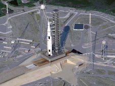 Artist concept of SLS on launch pad