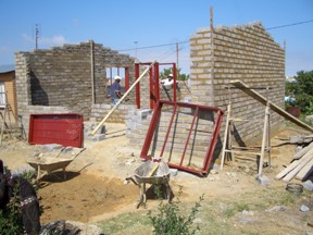 Mid-construction of a new home in South Africa