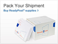 Pack Your Shipment. Buy ReadyPost® supplies. Image of ReadyPost padded envelopes and large shipping box.