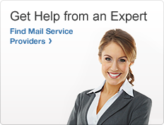 Get Help from an Expert. Find Mail Service Providers. Image of a woman in a business suit.