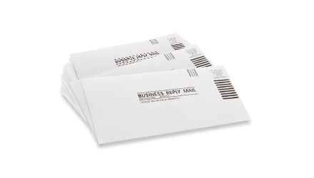 Image of a stack of Business Reply Mail® envelopes.