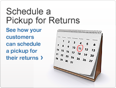 Schedule a Pickup for Returns. See how your customers can schedule a pickup for their returns. Image of a calendar with a date circled.