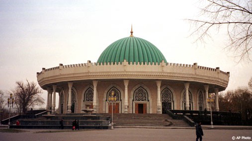 The Amir Temur Museum in Tashkent, Uzbekistan, shown January 2002, houses information about Temur, the 14th century conqueror and Uzbek national hero, as well as exhibits on the history of Uzbekistan. [AP File Photo]