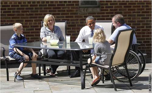 President Obama with the Nicholas/Armstrong family