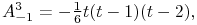 A_{{-1}}^{3}=-\tfrac{1}{6}t(t-1)(t-2),