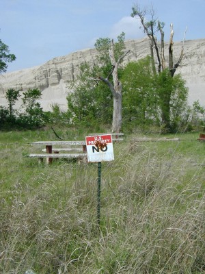 An old picnic site at the foot of a chat pile