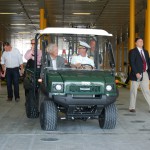 Congressman C.W. Bill Young (left) joins on a golf-cart tour of the ship.