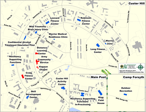 Map, Resiliency Campus on Fort Riley, located on Custer Hill