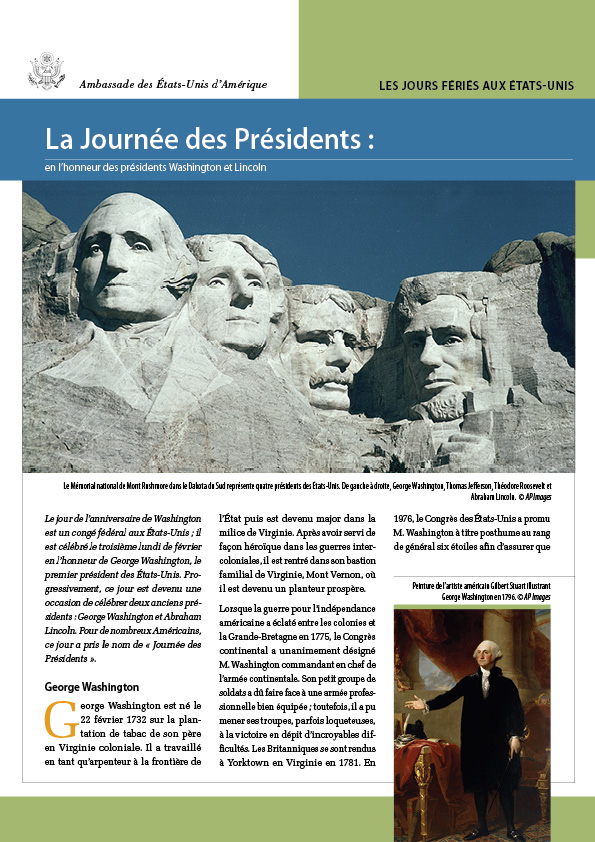 La Journée des Présidents : en l’honneur des présidents Washington et Lincoln