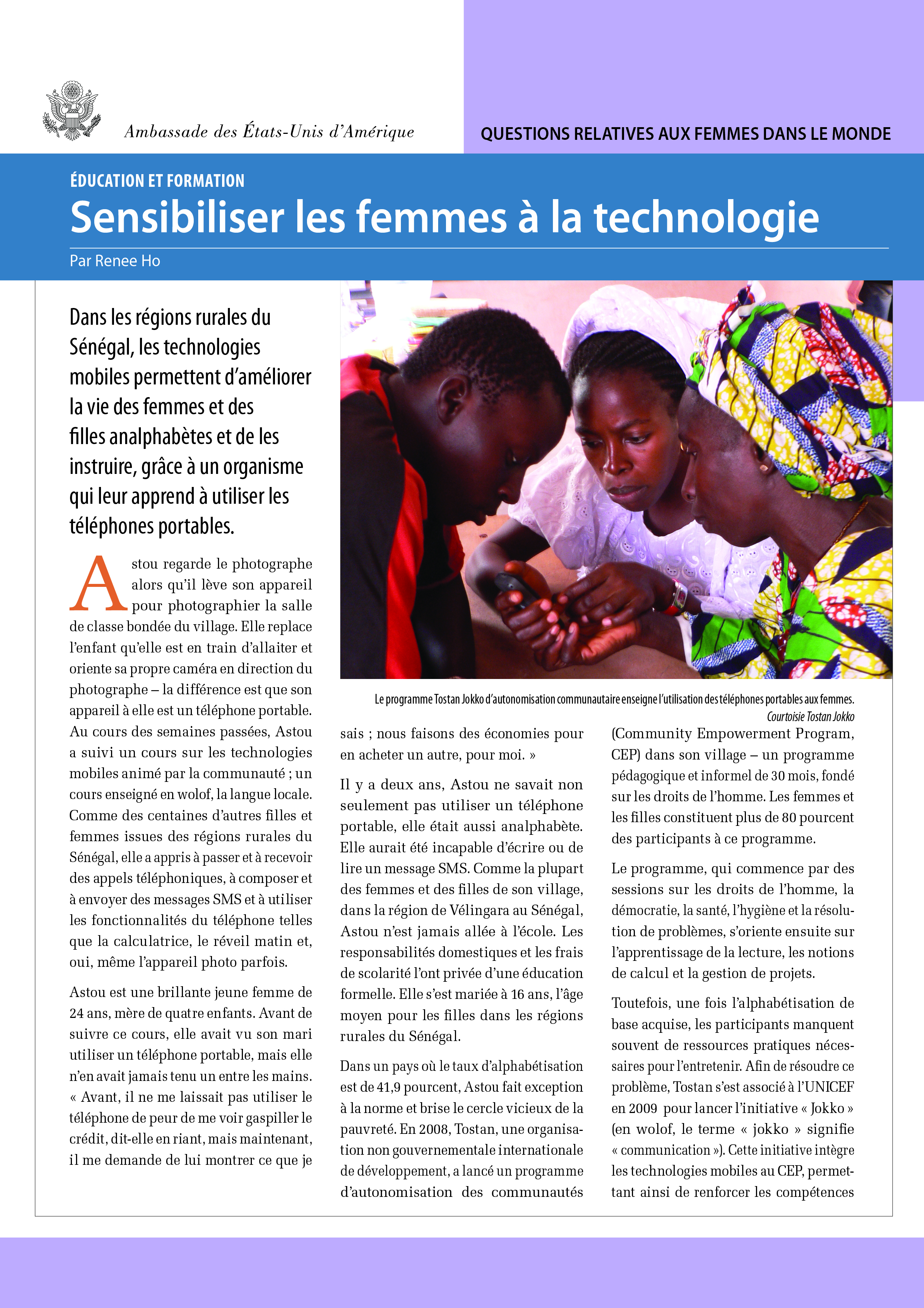 Sensibiliser les femmes à la technologie