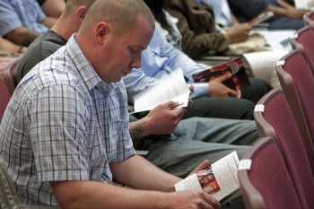 Friends, family members and fellow Marines gather for the dedication ceremony for Conde Hall May 13, 2011. The staff noncommissioned officer academy building was named in honor of the sacrifice of Sgt. Kenneth Conde, Jr., who gave his life for his country April 6, 2004.  (U.S. Marine Corps photo by Sgt. Kuande Hall)