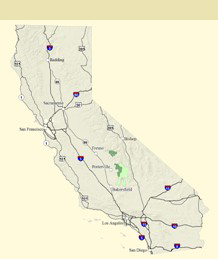 California Map with location of Sequoia National Forest