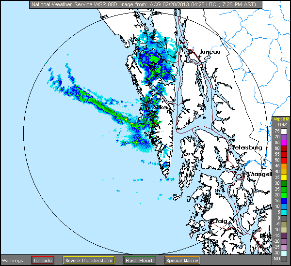 Click for latest Base Reflectivity radar loop from the Biorka Island, AK radar and current weather warnings