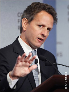 Timothy Geithner at podium (AP Images)