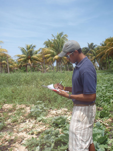 Response Volunteer Eric Barnett takes note of the unique features of the Royal Palm Reserve for the marketing plan he helped to create.