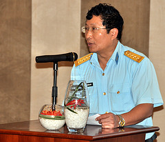 Col. Pham Dinh Chien, head of the Science, Technology, and Environment Division of the Air Defense Air Force Command of the Ministry of National Defence, Addresses the Danang Stakeholder Meeting