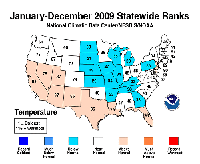 January-December 2009 Statewide Temperature Ranks.