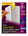 Avery Clear Easy Peel Inkjet Return Address Labels