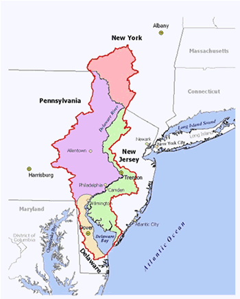 [image:] Map showing Delaware River Basin