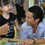 Actor and Cultural Diplomacy Envoy Daniel Dae Kim works on a puzzle with a first grade student at Daniel School.  Established in 1970, the Daniel School is the oldest school in Korea for intellectually disabled children.  With 360 students, the offers classes from kindergarten to vocational college level and also have the top ranking national Special Olympics basketball team. 