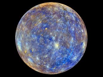 This colorful view of Mercury was produced by using images from the color base map imaging campaign during MESSENGER's primary mission. Image Credit: NASA/Johns Hopkins University Applied Physics Laboratory/Carnegie Institution of Washington