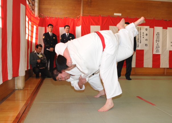 Police officers from the Sagamihara South Police Station in Japan compete in a judo tournament during their annual New Year's martial arts demonstration held Jan. 22 at the Sagamihara South Police Station.