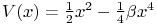 V(x)=\frac{1}{2}x^{2}-\frac{1}{4}\beta x^{4}