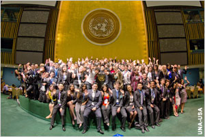 Estudiantes en la sede de la ONU (UNA-USA)