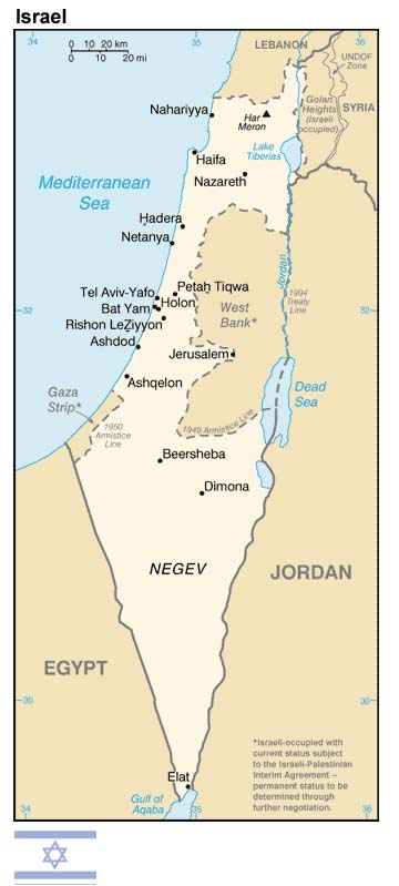 Israel map and flag