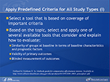 Questions To Consider When Classifying Study Design. Did the study have more than one group or arm? If so, was a control group present? Did investigators have control over allocation and timing of the intervention? Did investigators randomly allocate subjects to interventions? Did investigators concurrently measure intervention and exposure status for intervention and comparison groups? Did investigators concurrently measure outcomes for intervention and comparison groups?