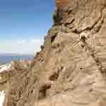 The Narrows on Longs Peak crosses a sheet verticle rock face on a narrow ledge