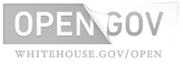 Logo for Open Government Plan that includes link to whitehouse.gov/open