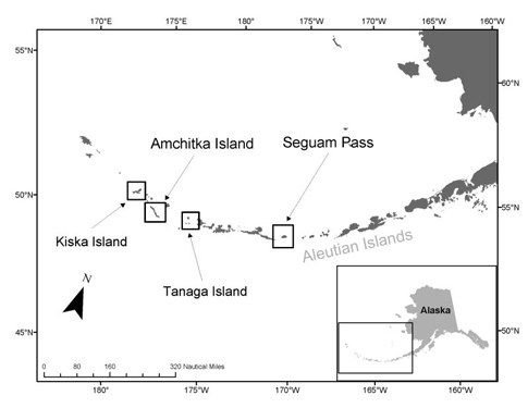 Atka mackerel study locations