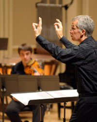 David Dzubay, a professor in the Indiana University Jacobs School of Music, directs the IU New Music Ensemble.