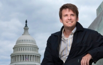 George Zornick, BA '05, in front of the capitol building in Washington, DC.