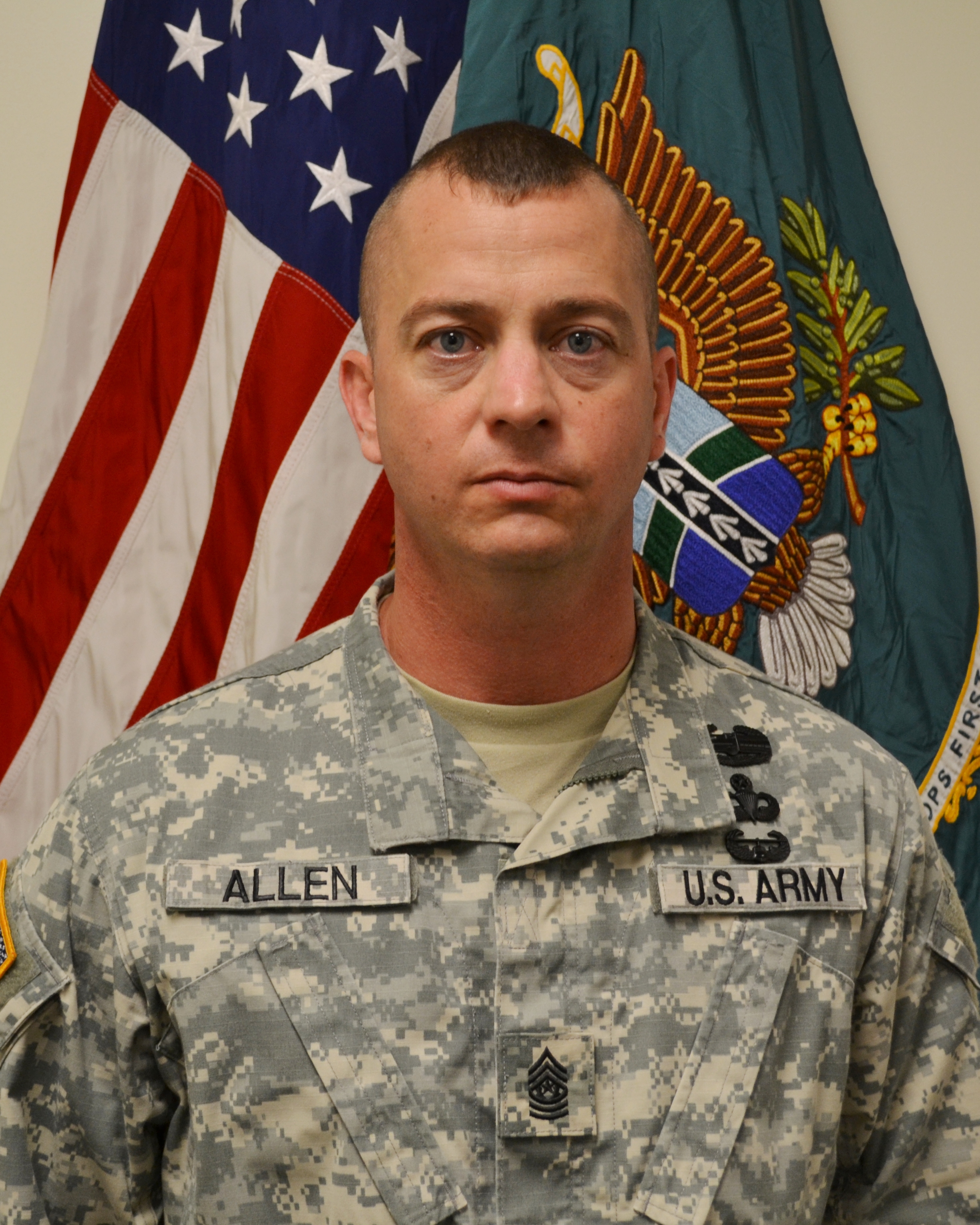 Biography of the senior enlisted adviser of 2-1 Special Troops Battalion, Command Sgt. Maj. Robert M. Allen