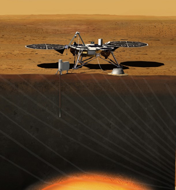 Artist rendition of the InSight Lander at work on the surface of Mars. (Photo: JPL/NASA)