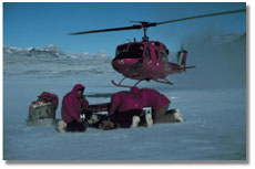 Helicopter support for the researchers