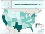 Population Size States and Puerto Rico: 2012