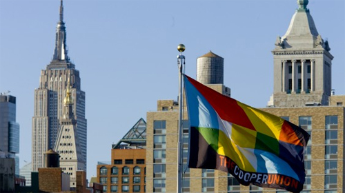 The Cooper Union Flag over Manhattan. Click through for image source.