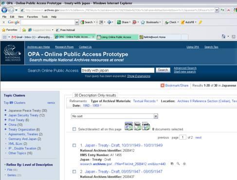 Screen cap of OPA search