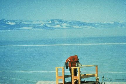 An Aeronomy Lab researcher investigates the ozone hole above Antarctica