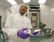 ORNL researcher Amit Goyal with a RABiTS sample.